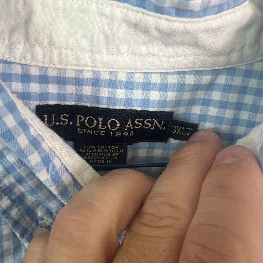 U.S. Polo Assn. Men's Light Blue Plaid Shirt